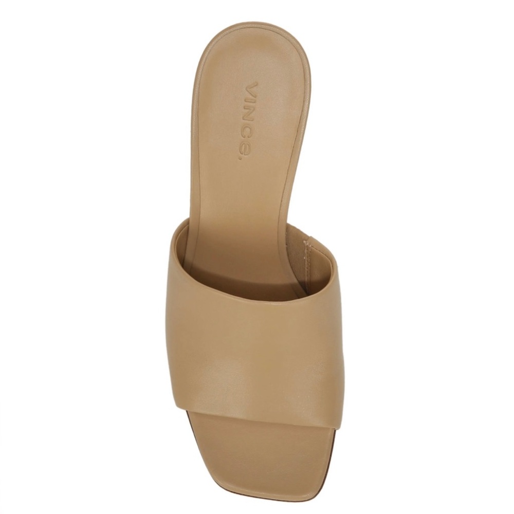 NEW VINCE BEIGE LEATHER WEDGE SANDALS - Picture 11 of 12